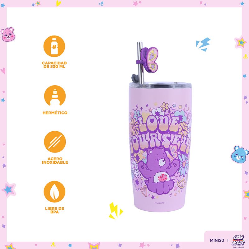 Vaso-de-acero-con-sorbete-de-colecci-n-care-bears-530-ml-rosa-y-personaje-Care-Bears-3-19351