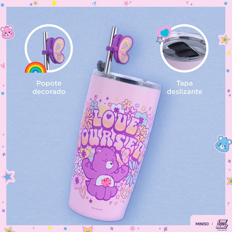 Vaso-de-acero-con-sorbete-de-colecci-n-care-bears-530-ml-rosa-y-personaje-Care-Bears-5-19351