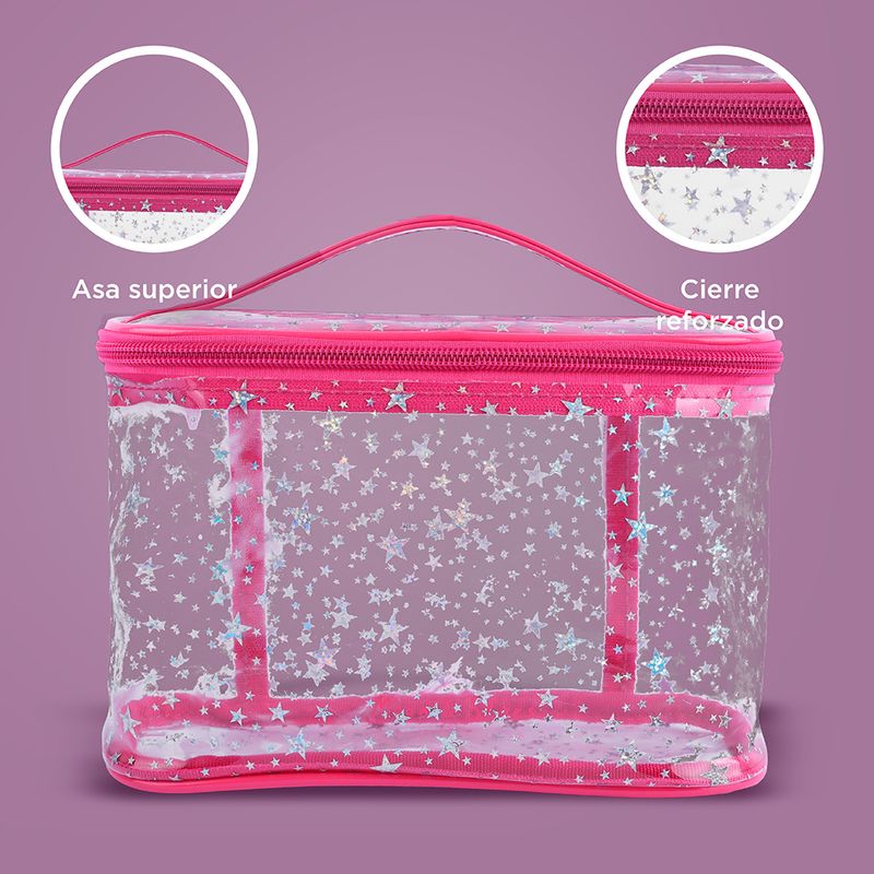 Cosmetiquera-tipo-neceser-miniso-serie-moon-stars-transparente-rosa-intenso-Miniso-5-19354