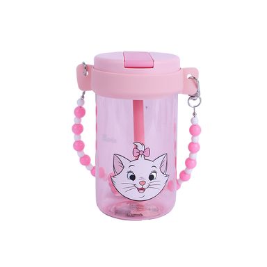 Vaso de plástico disney cat collection con correa con cuentas 500 ml rosa -  Disney Cat Collection