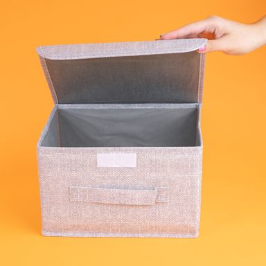 Caja de almacenamiento de tela de la serie gris con tapa s 20x16cm -  Miniso