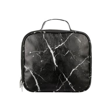 Cosmetiquera grande con asa serie black & white marmoleado negro -  Miniso