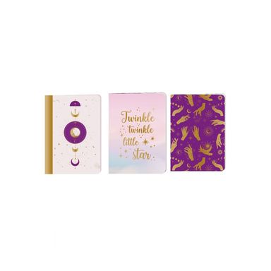 Libretas y cuadernos set de libros A5 con cosido 40 hojas 3 modelos mix pdq 21cm serie moon star -  Moon Star
