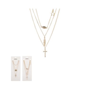 Collar miniso serie cruces multicadena con dijes -  Miniso