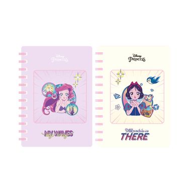 Libretas y cuadernos A5 tapa blanda con alambre 64 hojas 2 modelos mix serie disney manga princess -  Princesas Manga