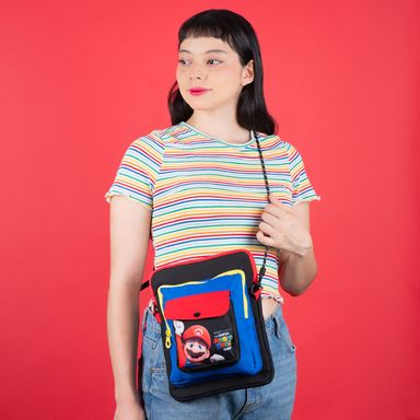 Bolso crossbody cuadrado colección mario bros negro -  Mario Bros