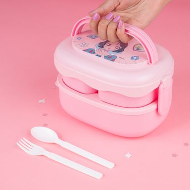 Contenedor para alimentos de doble capa de disney manga princess collection 1600 ml rosa -  Princesas Manga