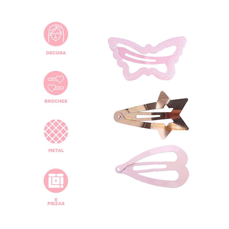 Set-de-broches-infantiles-miniso-mariposa-estrella-coraz-n-serie-oro-rosado-6-pzas-Miniso-3-19559