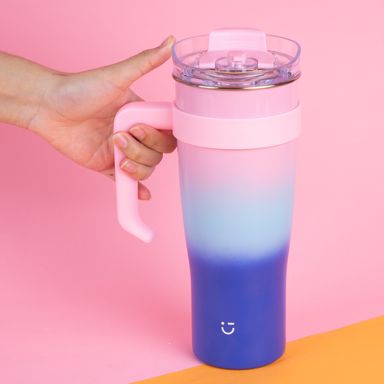 Tomatodo de acero de color sólido con sorbete 1600 ml azul y rosa -  Miniso