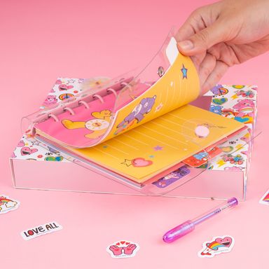 Libretas y cuadernos con alambre de 80 hojas lapicero de gel pegatinas pdq 15.5cm serie care bears -  Care Bears