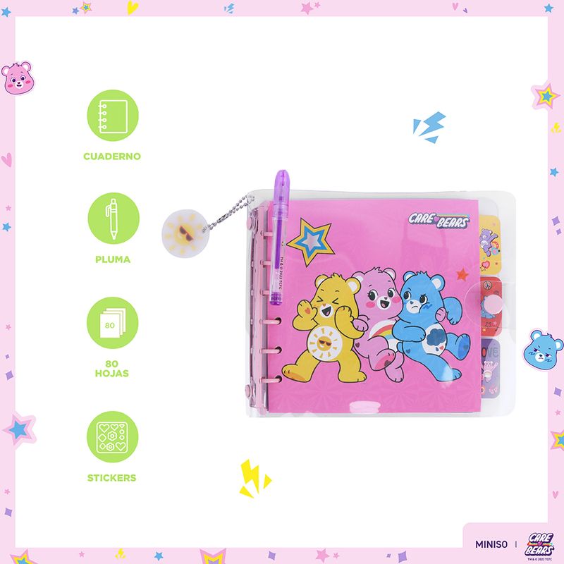 Libretas-y-cuadernos-con-alambre-de-80-hojas-lapicero-de-gel-pegatinas-pdq-15-5cm-serie-care-bears-Care-Bears-3-19777