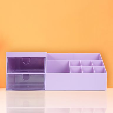 Organizador de plástico de escritorio de 2 capas serie púrpura 24.6x12x9.1cm -  Miniso