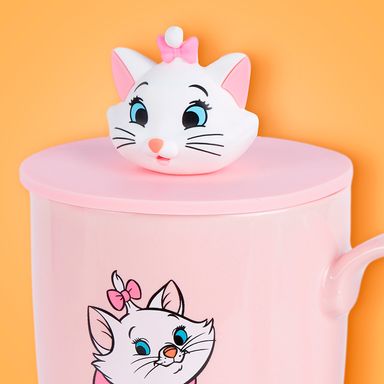 Taza de cerámica con tapa disney cat collection 420 ml rosa -  Disney Cat Collection
