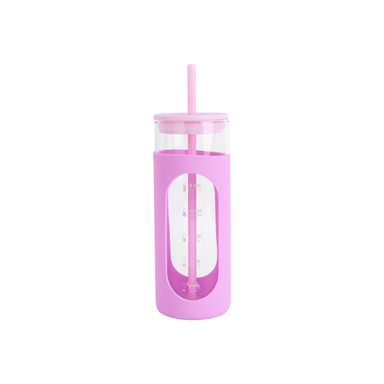 Tomatodo de vidrio y funda de silicona color solido 475 ml lila -  Miniso