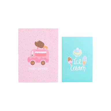 Libretas y cuadernos set con puntadas b5 y a5 2x28 hojas 19cm serie ice cream -  Ice Cream