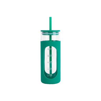 Tomatodo de vidrio con funda de silicona color sólido 475 ml verde -  Miniso