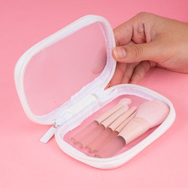 Juego de mini brochas de maquillaje pink series con estuche de almacenamiento -  Miniso