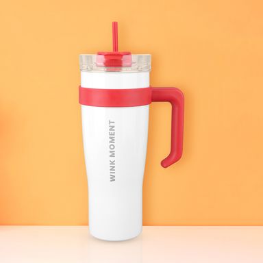 Tomatodo de acero de color sólido con sorbete 1600 ml blanco y rojo -  Miniso