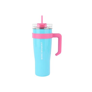 Tomatodo de acero de color sólido con sorbete 1600 ml menta y rosa -  Miniso