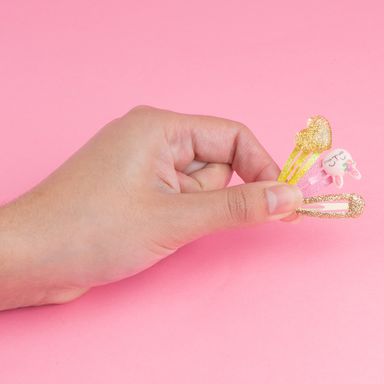 Set de broches infantiles para el cabello corazones y conejitos con glitter 6 pzas -  Miniso