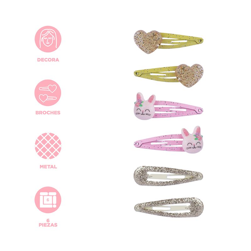 Set-de-broches-infantiles-para-el-cabello-corazones-y-conejitos-con-glitter-6-pzas-Miniso-3-19966