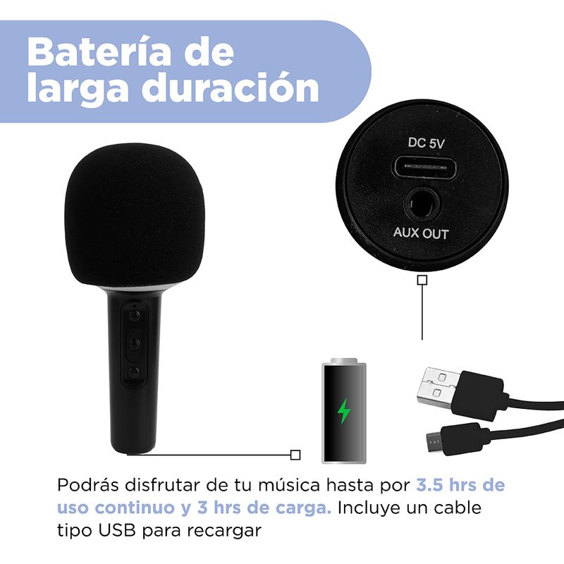Micr-fono-karaoke-con-parlante-inal-mbrico-modelo-au071-negro-Miniso-5-19980