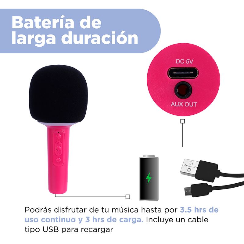 Micr-fono-karaoke-con-parlante-inal-mbrico-modelo-au071-rosa-Miniso-5-19981