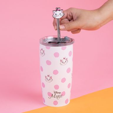 Vaso de acero con sorbete disney cat classics marie collection 530 ml rosa -  Disney Cat