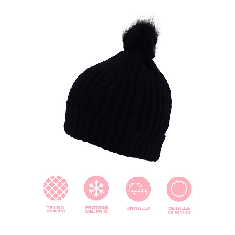 Gorro-tejido-con-pompon-miniso-negro-Miniso-3-20267
