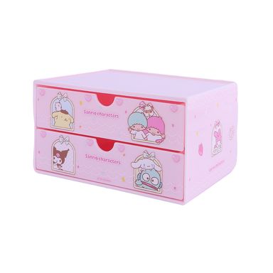 Organizador de plástico de 2 cajones de la colección storage de personajes de sanrio rosa -  Sanrio