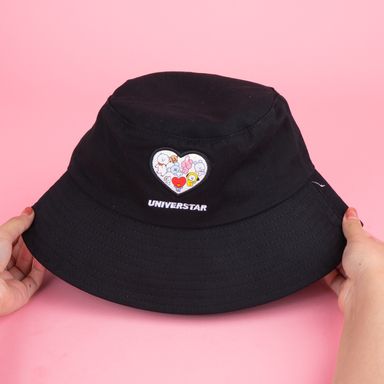 Sombrero de cubo colección BT21 negro con corazón -  BT21