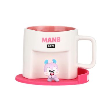Taza de cerámica con posavasos de dibujos animados de la colección BT21 450 ml mang -  BT21