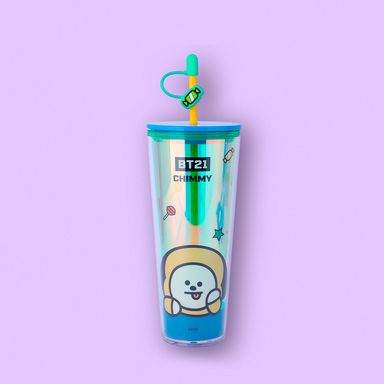 Vaso de plástico colección BT21 de doble pared con sorbete 800 ml chimmy -  BT21