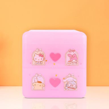 Organizador de plástico sanrio storage collection con tapa abatible y cajones para escritorio rosa -  Sanrio