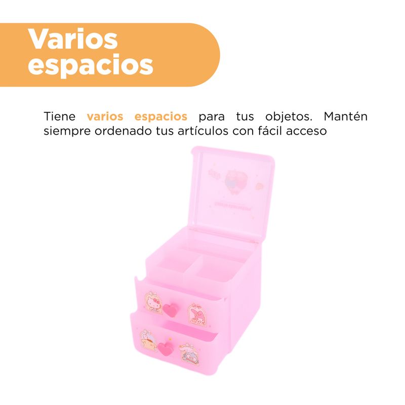 Organizador-de-pl-stico-sanrio-storage-collection-con-tapa-abatible-y-cajones-para-escritorio-rosa-Sanrio-6-20733