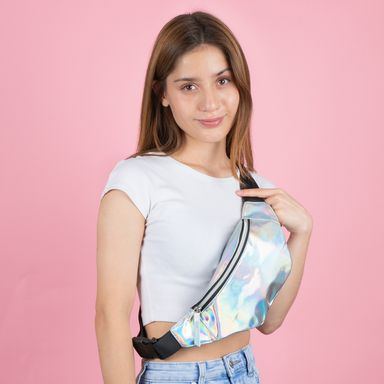 Bolso estilo cangurera miniso serie moon stars tornasol plata -  Miniso