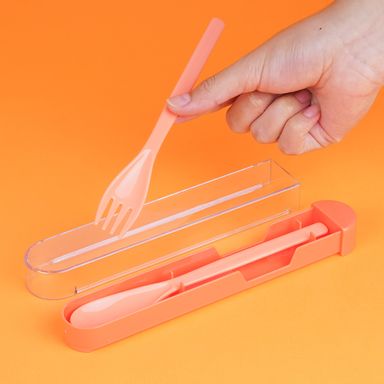Juego de cubiertos extraíbles coloridos naranja con estuche -  Miniso