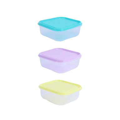 Taper para alimentos cuadrados coloridos 650 ml 3 piezas -  Miniso