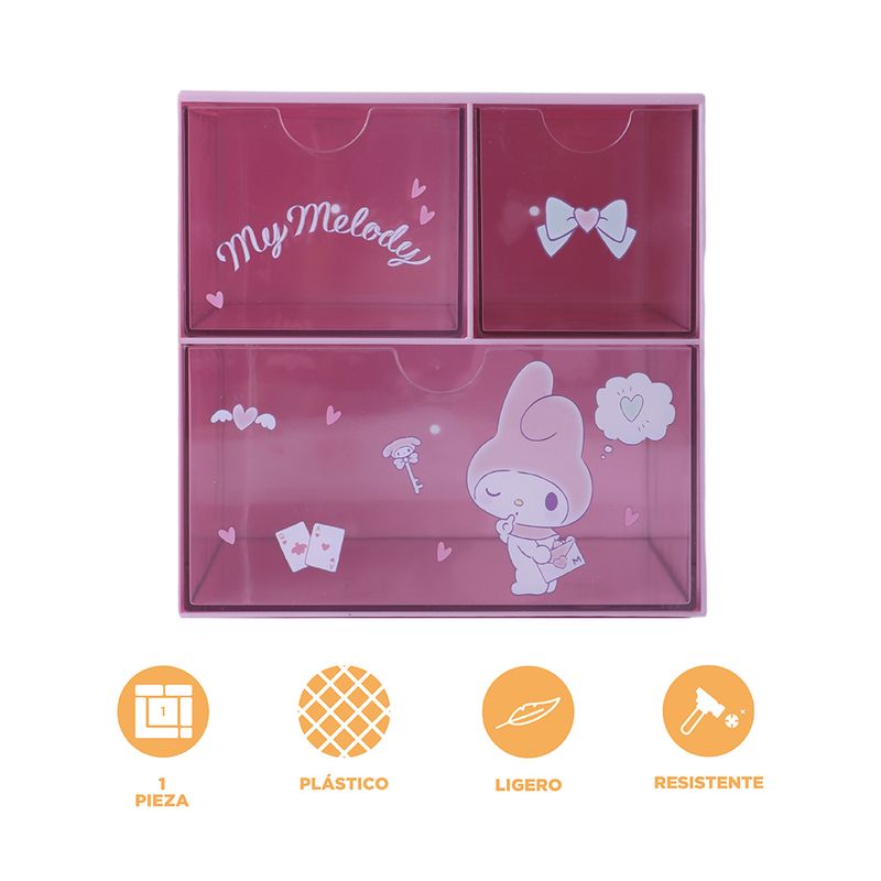 Organizador-de-pl-stico-de-3-cajones-con-personajes-de-sanrio-my-melody-rosa-Sanrio-4-20366