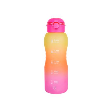 Tomatodo de plástico de la serie gradient con tapa abatible de un toque 1500 ml amarillo y rosa -  Miniso