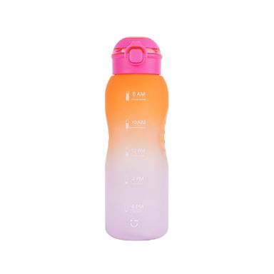 Tomatodo de plástico de la serie gradient con tapa abatible de un solo toque 1500 ml naranja y rosa -  Miniso