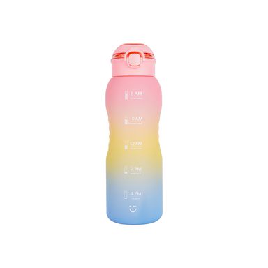 Tomatodo de plástico de la serie gradient con tapa abatible de un solo toque 1500 ml azul y rosa -  Miniso