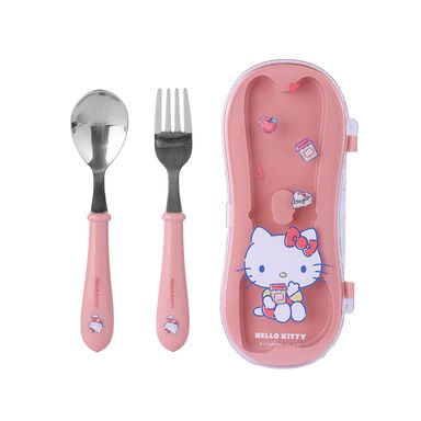 Juego de cubiertos de acero inoxidable hello kitty tenedor y cuchara con estuche -  Sanrio