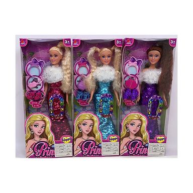 Muñeca pelo ondulado vestido purpurina 3 modelos surtidos 29 cm -  Miniso