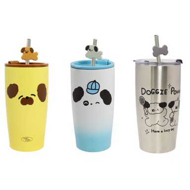 Vaso de acero doggie power con sorbete 530 ml colores mixtos -  Miniso