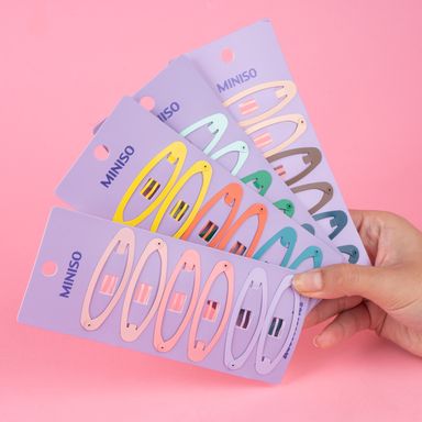 Set de broches para el cabello ovalados miniso 6 cm mix de colores 6 pzas -  Miniso