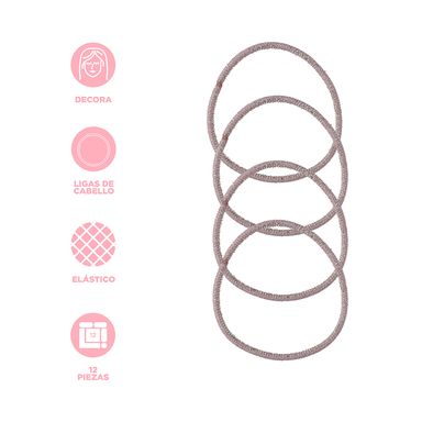 Paquete de ligas para el cabello estilo coreano delgadas doradas colores mixtos 12pzas -  Miniso