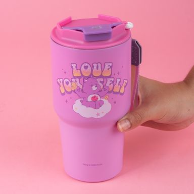 Vaso de acero inoxidable con correa colección care bears 500 ml rosa -  Care Bears