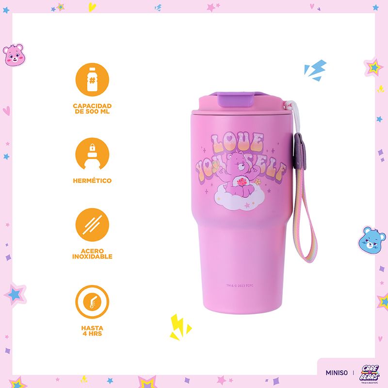 Vaso-de-acero-inoxidable-con-correa-colecci-n-care-bears-500-ml-rosa-Care-Bears-3-21243