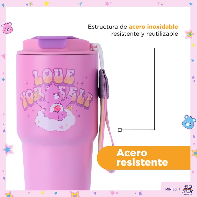 Vaso-de-acero-inoxidable-con-correa-colecci-n-care-bears-500-ml-rosa-Care-Bears-6-21243